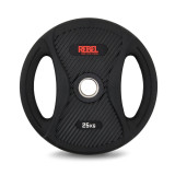Диск олимпийский обрезиненный с двумя хватами 25 кг REBEL Диск олимпийский обрезиненный с двумя хватами 25 кг REBEL