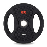 Диск олимпийский обрезиненный с двумя хватами 20 кг REBEL Диск олимпийский обрезиненный с двумя хватами 20 кг REBEL