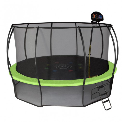 Батут Hasttings Air Game Basketball 15FT (4,6 м) "зеленый" с баскетбольным кольцом + внутренней сеткой и двухсторонним защитным матом (зеленый/синий)