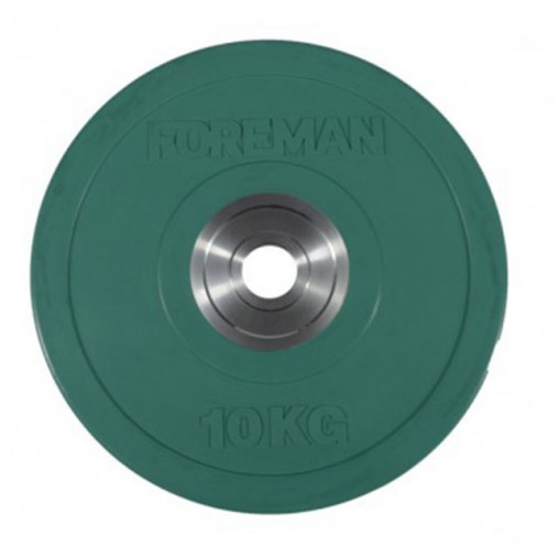 Диск бампированный обрезиненный цветной FOREMAN FM/BM-10KG-GN, вес: 10 кг