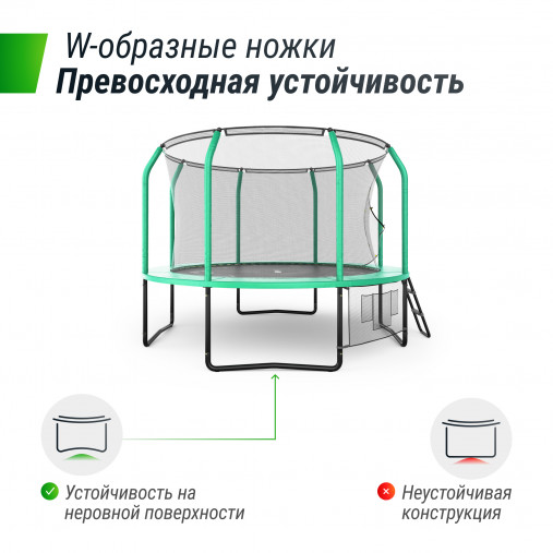 Батут UNIX line SUPREME GAME 10 ft (3,05 м) зеленый, с внутренней защитной сетью и лестницей