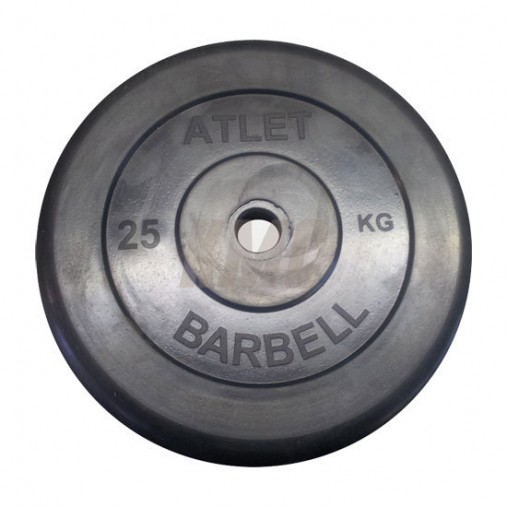 Набор обрезиненных дисков, черные MB Barbell, D-51 мм, 1,25-25 кг, АТЛЕТ (общий вес 157,5 кг)