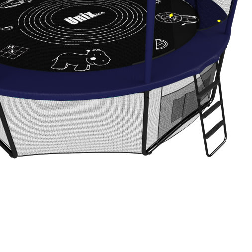 Батут каркасный UNIX line 14 ft (4.27 м) SUPREME GAME (синий) с внутренней защитной сетью и лесницей
