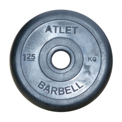 Набор обрезиненных дисков, черные MB Barbell, D-51 мм, 1,25-20 кг, АТЛЕТ (общий вес 107,5 кг) 6 пар
