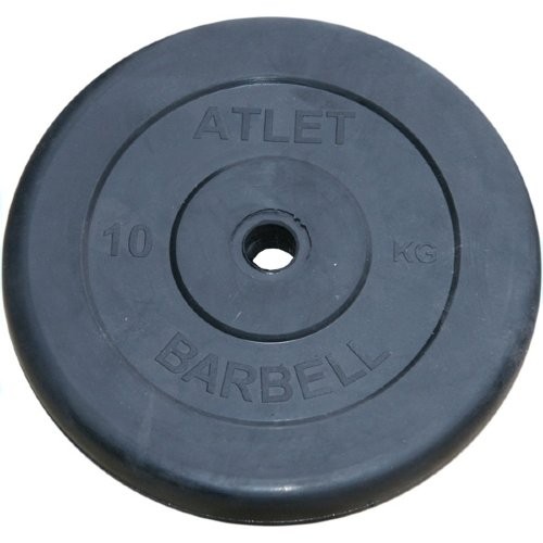 Набор обрезиненных дисков, черные MB Barbell, D-51 мм, 1,25-20 кг, АТЛЕТ (общий вес 107,5 кг) 6 пар