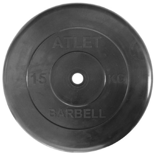 Набор обрезиненных дисков, черные MB Barbell, D-51 мм, 1,25-20 кг, АТЛЕТ (общий вес 107,5 кг) 6 пар