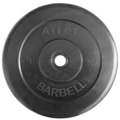 Набор обрезиненных дисков, черные MB Barbell, D-51 мм, 1,25-20 кг, АТЛЕТ (общий вес 107,5 кг) 6 пар