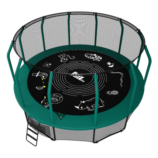 Батут с внутренней сеткой и лестницей UNIX line 16 ft (4.88 м) SUPREME GAME (зеленый) + нижняя сеть