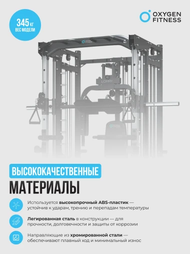 Многофункциональный силовой комплекс со встроенными весовыми стеками OXYGEN FITNESS LORRY на базе машины Смита Многофункциональный силовой комплекс со встроенными весовыми стеками OXYGEN FITNESS LORRY на базе машины Смита