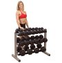 Горизонтальная трехрядная стойка для гантелей Body-Solid GDR363