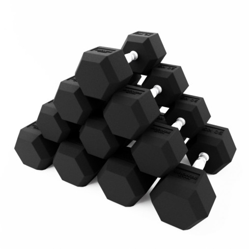 Набор гексагональных обрезиненных гантелей BRONZE GYM 2,5-25 кг - 10 пар, шаг 2,5 кг Набор гексагональных обрезиненных гантелей BRONZE GYM 2,5-25 кг - 10 пар, шаг 2,5 кг